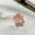 Mini pink flower acetate hair claw clip with pearlescent marble texture for women - Pink