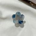 Mini acetate flower hair claw clip with blue and white marble texture for girls - Ink Blue