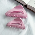 Lot de deux pinces à cheveux triangle en acétate rose pour femmes élégantes - Rose
