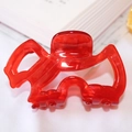 Pinza para el pelo de acetato rojo brillante translúcido con diseño francés elegante - Rojo