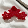 Pinza per capelli a fiore rosso in acetato con strass per acconciature voluminose - Rosso