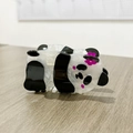 Graziosa pinza per capelli a forma di panda in acetato bianco e nero con fiorellino - Panda