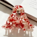 Elegante molletta per capelli a fiocco con motivo marmorizzato rosso e bianco - Rosso 1