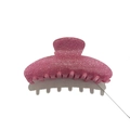 Glitzernde rosa Acryl-Haarklammer in eleganter Halbmondform für stilvolle Frisuren - Rosa