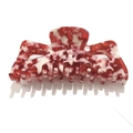 Molletta per capelli da 13 cm in acetato con trama marmorizzata rossa e bianca - Floreale Rosso