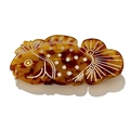 Pinza per capelli a forma di pesce rosso con motivo tartarugato e dettagli floreali - Tartarugato