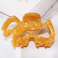 Pinza per capelli a forma di cane in acetato con venature marmorizzate gialle e crema - Floreale Giallo