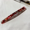 Fermaglio per capelli francese con trama in resina marmorizzata rossa e molla in argento - Grande stile a due strati / Rosso