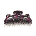 Pinza per capelli 13cm in acetato marmorizzato viola e nero per capelli folti e voluminosi - Floreale Rosso Nero