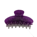 Deep purple glitter acrylic hair claw clip with shimmering sequin finish for women - Purple