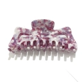 Grande molletta per capelli 13cm in acetato con motivo marmorizzato viola e rosa - Floreale Rosso Viola