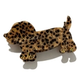 Französische Retro-Haarklammer im Leoparden-Dackel-Design mit goldenen Details - Hund