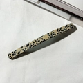 Fermaglio per capelli minimalista beige con motivo marmorizzato nero e molla in metallo - Grande stile a due strati / Nero Maculato