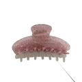 Elegant pink glitter acrylic shark hair claw clip with glossy finish for women - Lotus root pink