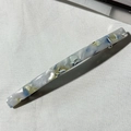 French minimalist hair clip with blue and white marble pattern acrylic finish - Celadon