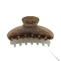 Elegant brown glitter shark hair claw clip with golden sparkle for women's hairstyle - Light Coffee