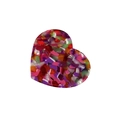 French minimalist heart-shaped acetate hair claw clip with vibrant multicolor marble texture - Rainbow