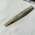 Minimalist cream marble acetate barrette hair clip with long rectangular metal spring clip - Beige