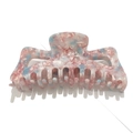 Grande pince à cheveux 13cm en acétate marbré rose et bleu pour cheveux épais - Imprimé Fleuri Rose et Bleu