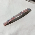 French minimalist hair clip with pink and blue marble pattern on white fabric - Fresh Pink