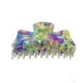 Pince à cheveux 13cm en acétate avec motif écaille de tortue coloré pour cheveux épais - Floral Vert Émeraude