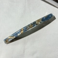 Blue marble acetate hair clip with long rectangular design and silver spring metal fastener - Light Blue