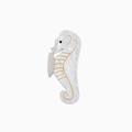 Elegante pinza per capelli a cavalluccio marino in acetato bianco crema con oro - Bianco Onda d'Acqua