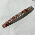French minimalist hair clip with brown marble pattern tortoiseshell resin finish - Brown