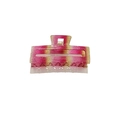 Rechteckige Regenbogen-Haarklammer mit fuchsia-goldenen Glitzer-Farbverlauf-Streifen - Gelb Rosa Regenbogen
