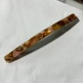 French minimalist hair clip with amber, pink, and gold foil marble texture on white fabric - Smoky Coffee