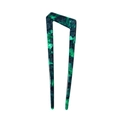 Horquilla en forma de U de acetato con patrón de mármol verde esmeralda y acabado brillante - Estilo Geométrico Irregular / Verde