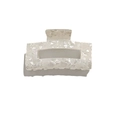 Pinza para el cabello rectangular hueca con elegante patrón de mármol blanco - Blanco con Flores Pequeñas