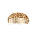 French retro crescent acetate hair comb with brown and cream tortoiseshell pattern - Brown White Floral