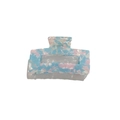 Pinza para el cabello cuadrada hueca con patrón de mármol rosa y azul para mujer - Azul Cielo Floral