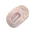 Flat pink iridescent acetate hair claw clip with a shell-like luster and oval cutout - Holographic Pink