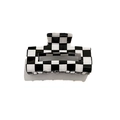 French hollow rectangular hair claw with classic black and white checkerboard pattern - Black White Grid