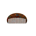 French vintage semi-circular hair comb with amber and blue tortoiseshell pattern - Amber Brown