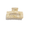 Elegant rectangular cream marble PVC hair claw clip with a hollow geometric design - Shell White