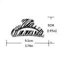 Large French hair claw clip with black and white zebra pattern, size 9.5cm by 5cm - Large Zebra Pattern Claw Clip / Black and White Pattern