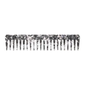 Peigne à dents larges minimaliste en acétate avec motif de marbre noir et gris - Floral Gris