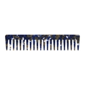 Peigne à cheveux en acétate avec motif marbré bleu et marron pour démêlage - Floral Bleu