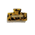 French hollow square amber tortoiseshell PVC hair claw clip for elegant styling - Dark Yellowish Leopard