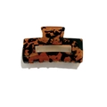 French hollow rectangular hair claw clip in vintage tortoiseshell brown pattern - Dark Reddish Brown