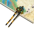 Horquilla en forma de U de acetato con estampado de carey para peinados elegantes - Color Oscuro