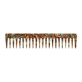 Peigne à cheveux en acétate à dents larges texture marbrée ambre marron et vert clair - Marron Floral