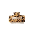 French style hollow square hair claw clip featuring classic leopard tortoiseshell pattern - Light Color