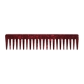 Peigne à cheveux en acétate avec dents larges et texture marbrée rouge foncé rétro - Bordeaux Floral