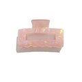Elegant light pink hollow rectangular PVC hair claw clip with marble texture design - Pink Floral