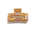 Elegant rectangular marble texture hair claw clip with golden amber and pearl patterns - Brown Floral