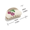 Pinza per capelli bianco crema con motivo a ciliegia viola, 8,6 cm per 4,8 cm - Stile Ciliegia